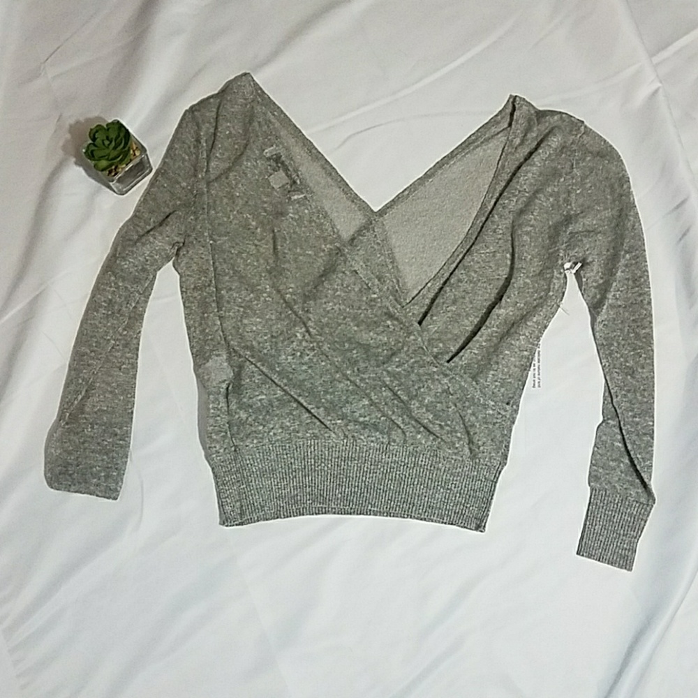 Silver Sheer Crossover Blouse - Picture 7 of 7